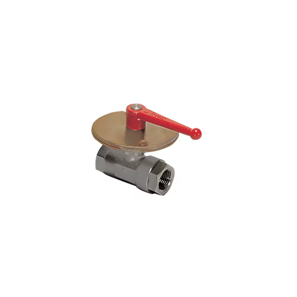 0439 07 13 by Parker | Legris In-Line Lockable Ball Valve | 1/4" Female BSPP Thread | 24 mm Hex (F) | 24 mm Hex (F1) | Straight | Nickel-Plated Brass | Pack of 2