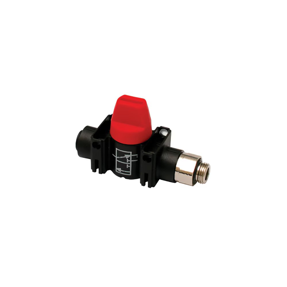 7915 04 11 by Parker | Legris In-Line Mini Ball Valve | 5/32" Push-to-Connect x 1/8" Male NPT Thread | 13 mm Hex | 2.44" Length | Straight | Polymer | Pack of 10