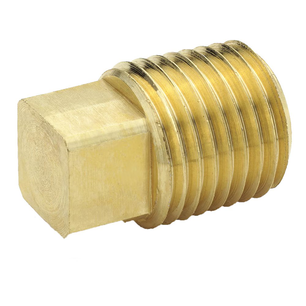 211P-4 by Parker | Square-Head Plug | 1/4" Male Pipe Thread | 3/8" Hex | .80" Length | Brass | Pack of 25