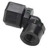 P6FE6 by Parker | Threaded Fitting | 3/8" Tube OD x 3/8" Female NPTF Thread | 13/16" Hex | 90° Elbow | Black | Polypropylene | Pack of 10