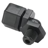 P8ME8 by Parker | Threaded Fitting | 1/2" Tube OD x 1/2" Male NPTF Thread | 1-1/16" Hex | 90° Elbow | Black | Polypropylene | Pack of 10