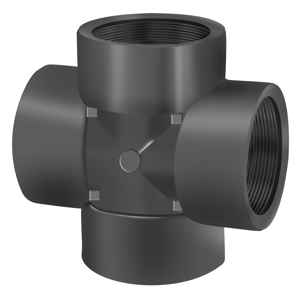 85780100 by PT-Coupling | 100 Poly Cross Adapter | 1" Female NPT | Polypropylene