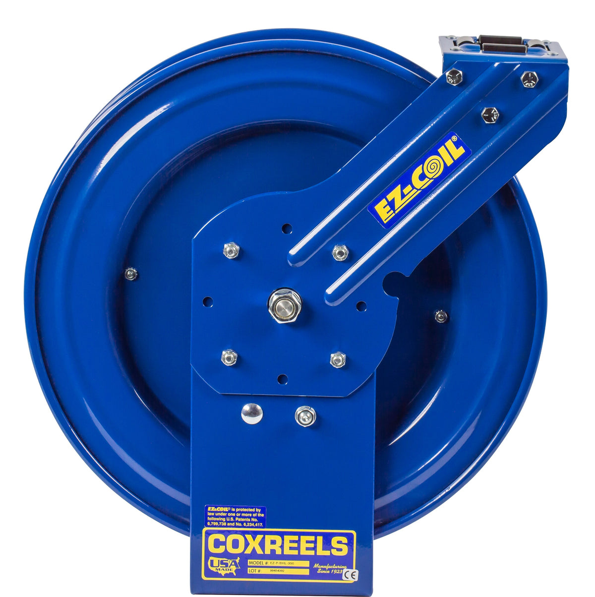 EZ-P-BHL-350 by Coxreels | P Pure Flow Series | 6,000 PSI EZ-Coil Safety Spring Driven Hose Reel for Breathing Air & Clean Fluids | 3/8" Hose ID, 3/8" FNPT Inlet | Steel | 50ft Capacity, Hose Not Included