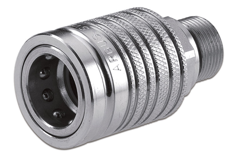 QCF-0404-FNPR ARGUS by Kuriyama | Hydraulic Quick Disconnect Coupling | QO-ISO-A | Poppet Standard ISO 7241 A Push Pull | -04 ISO 7241 A x -04 Female NPTF | Socket | Galvanized Steel