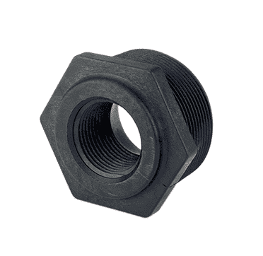 RB125-038 by Banjo | Pipe Fitting | Reducing Bushing | 1-1/4" Male NPT x 3/8" Female NPT | 300 PSI | Polypropylene | Pack of 10