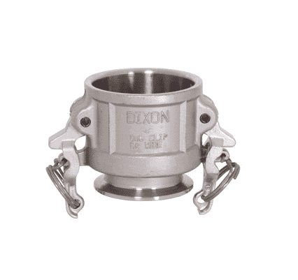 RC200SE Dixon Valve 316 Stainless Steel Sanitary Transition Fitting - 2" Cam and Groove Coupler x Clamp End