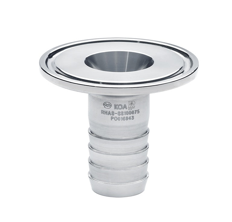 RHAS-SS100 by Kuriyama | RHAS-SS Series | Sanitary Rubber Hose Fitting | 1" Tri-Clamp End x 1" Hose Barb | Short | 316 Stainless Steel