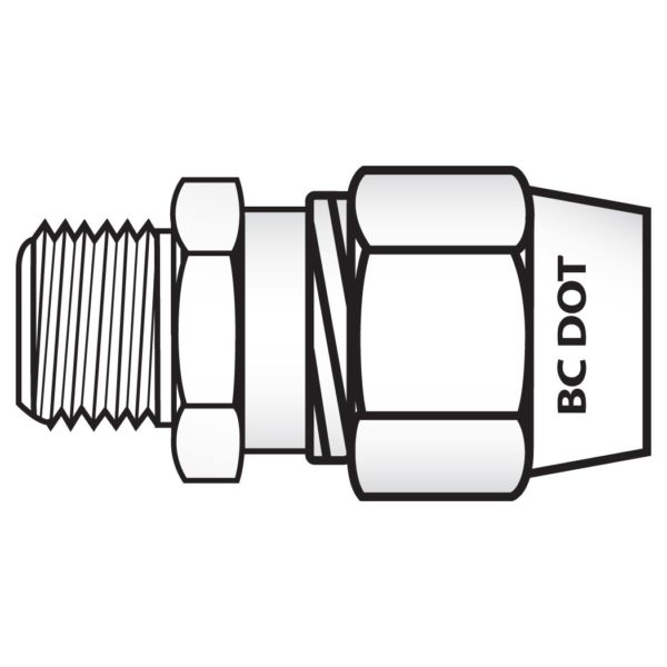 883812 by Kurt Hydraulics | Rubber Hose Air Brake Male Connector | 3/8" Hose to 1/2" Pipe