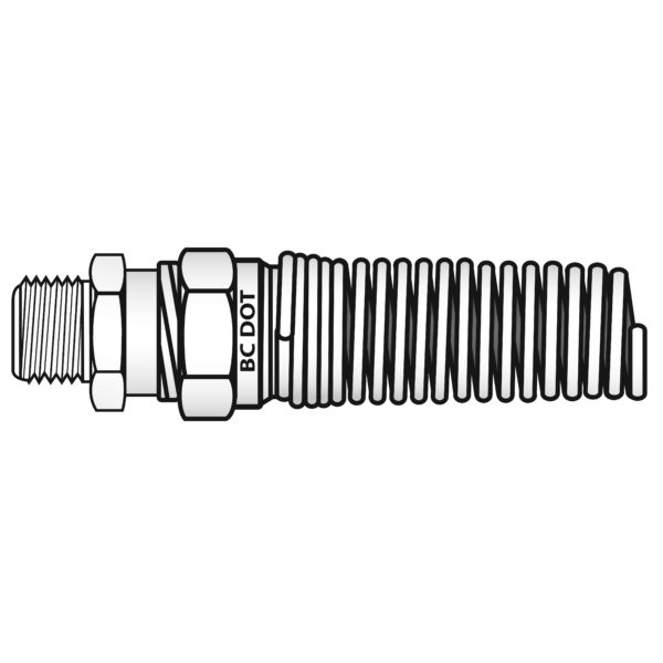 881238S by Kurt Hydraulics | Rubber Hose Air Brake Male Connector with Spring Guard | 1/2" Hose to 3/8" Pipe