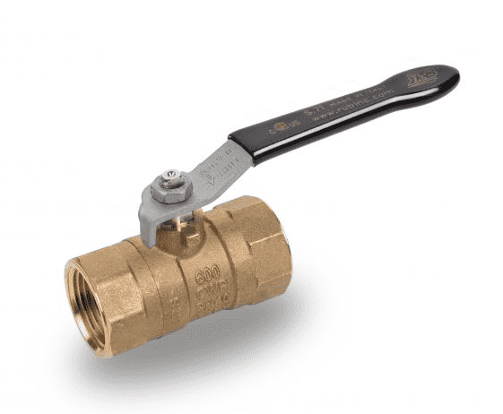 S71I41 by RuB Inc. | Standard Port 2-Way Ball Valve | 2" Female NPT x 2" Female NPT | with Black Steel Handle | Brass | Pack of 6
