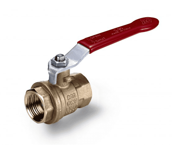 S90I41 by RuB Inc. | Economy Full Port 2-Way Ball Valve | 2" Female NPT x 2" Female NPT | with Red Steel Handle | Brass | Pack of 4