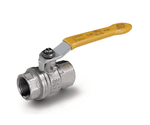 S95I41N by RuB Inc. | Full Port 2-Way Ball Valve | 2" Female NPT x 2" Female NPT | with Yellow Steel Handle | Nickel Plated Brass | Pack of 4