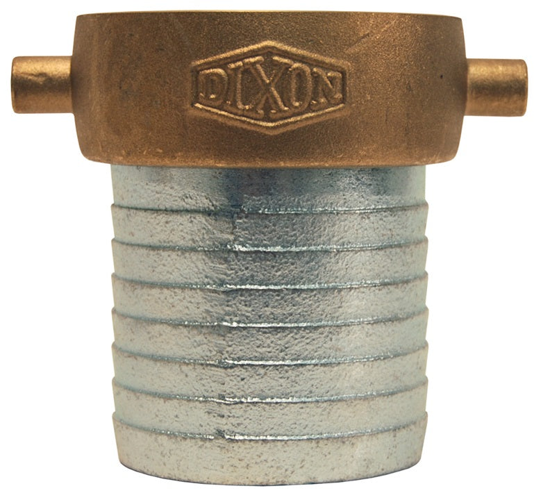 SB12 by Dixon Valve | King Short Shank Suction Hose Coupling | Female Fitting | with Hex Nut | 1" Female NPSM x 1" Hose ID | Plated Iron Shank | Brass Nut