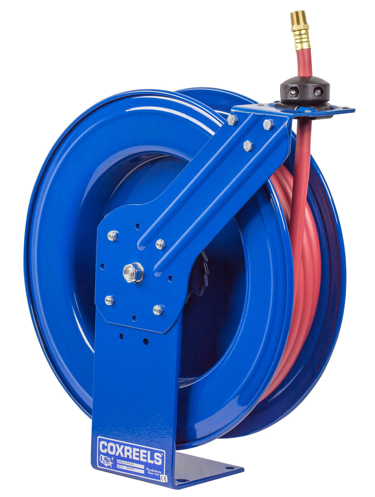 SH-N-550 by Coxreels | SH Series | 300 PSI Spring Driven Hose Reel | 3/4" Hose ID, 3/4" FNPT Inlet x 3/4" MNPT Hose End | Steel | 50ft PVC Hose Included