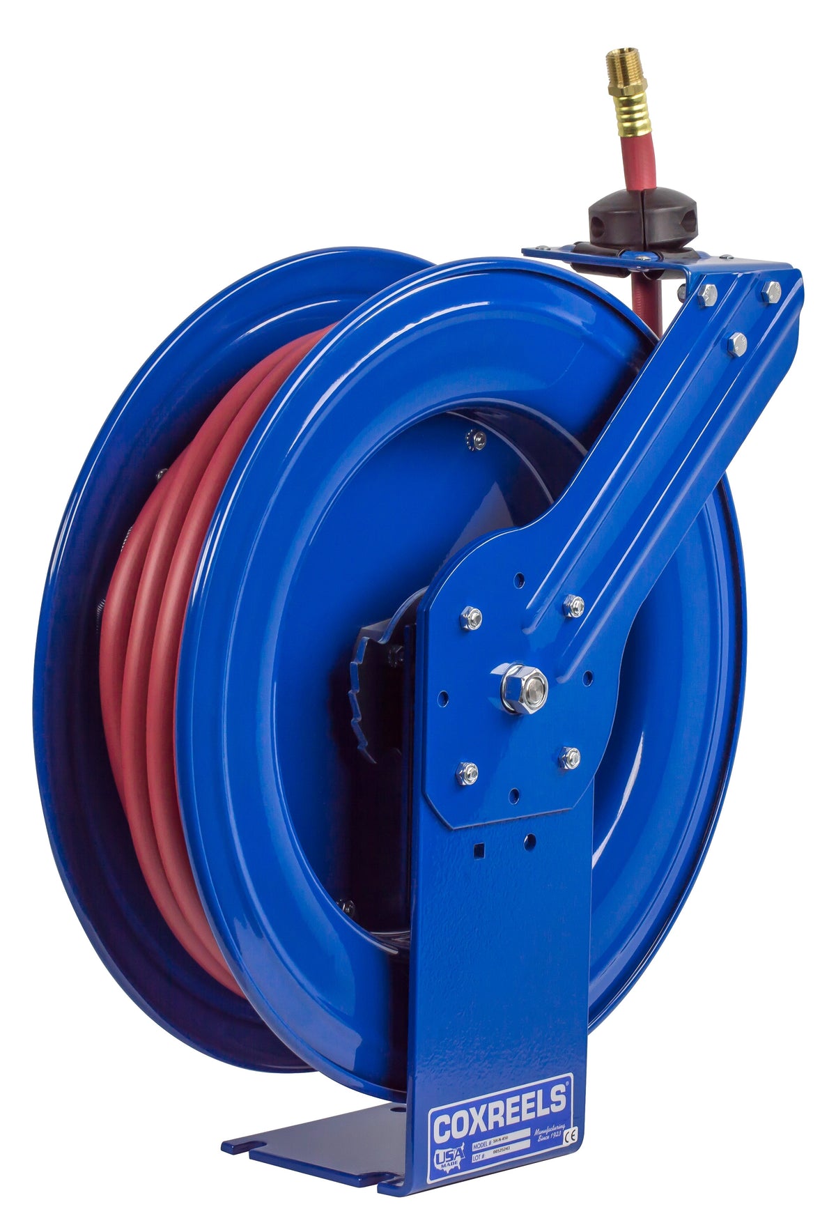 SH-N-550 by Coxreels | SH Series | 300 PSI Spring Driven Hose Reel | 3/4" Hose ID, 3/4" FNPT Inlet x 3/4" MNPT Hose End | Steel | 50ft PVC Hose Included