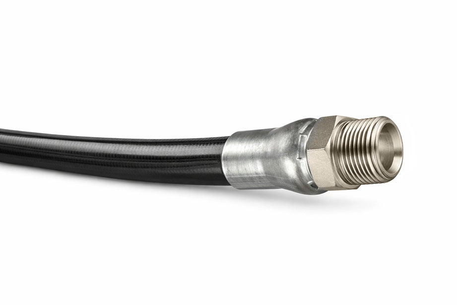 SHBK-MM08X600 Piranha® by Kuriyama | SHBK Series | Jetting Line Hose Assembly | 4000 PSI | 1/2" ID | 0.87" OD | 1/2" Male NPTF x 1/2" Male NPTF | Black | 600ft Length