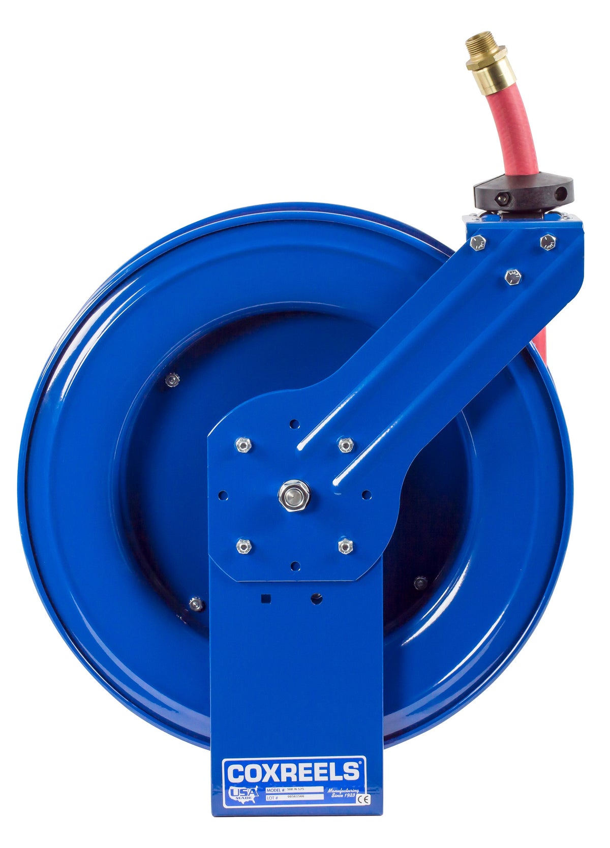 EZ-SHF-525 by Coxreels | EZ-SH-Fuel Series | 300 PSI EZ-Coil Safety Spring Driven Hose Reel for Fuel | 3/4" Hose ID, 3/4" FNPT Inlet x 3/4" MNPT Hose End | Steel | 25ft Nitrile Rubber Hose Included
