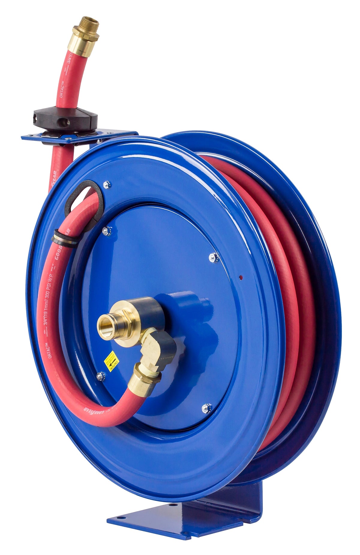 SHF-N-525 by Coxreels | SH-Fuel Series | 300 PSI Spring Driven Hose Reel for Fuel | 3/4" Hose ID, 3/4" FNPT Inlet x 3/4" MNPT Hose End | Steel | 25ft Nitrile Rubber Hose Included