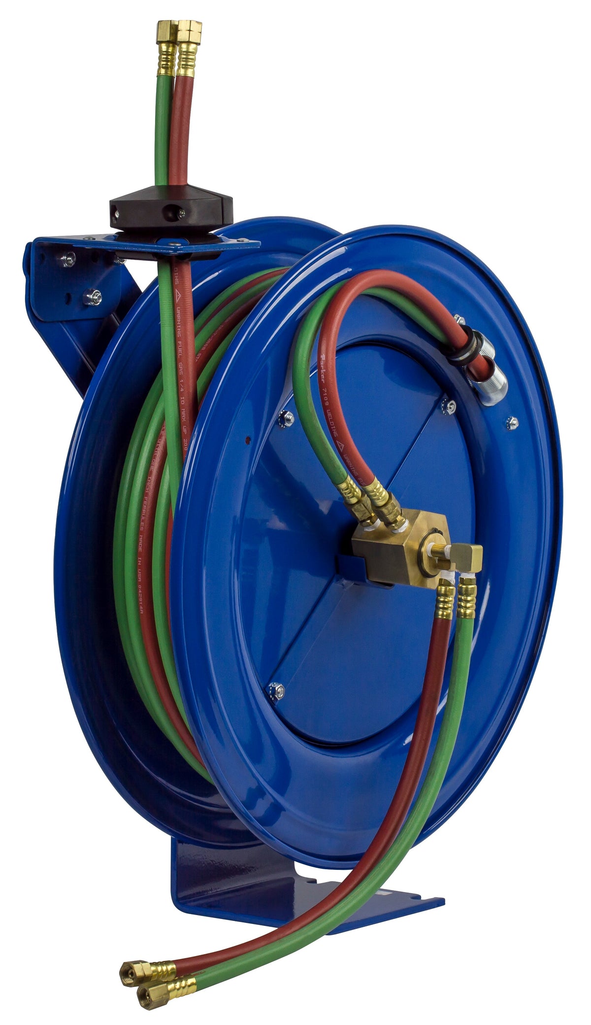 SHWL-N-150 by Coxreels | SHW Series | 200 PSI Dual Hose Spring Driven Hose Reel for Oxy-Acetylene Welding | 1/4" Hose ID, 1/4" FNPT Inlet | Steel | 50ft Capacity, Hose Not Included