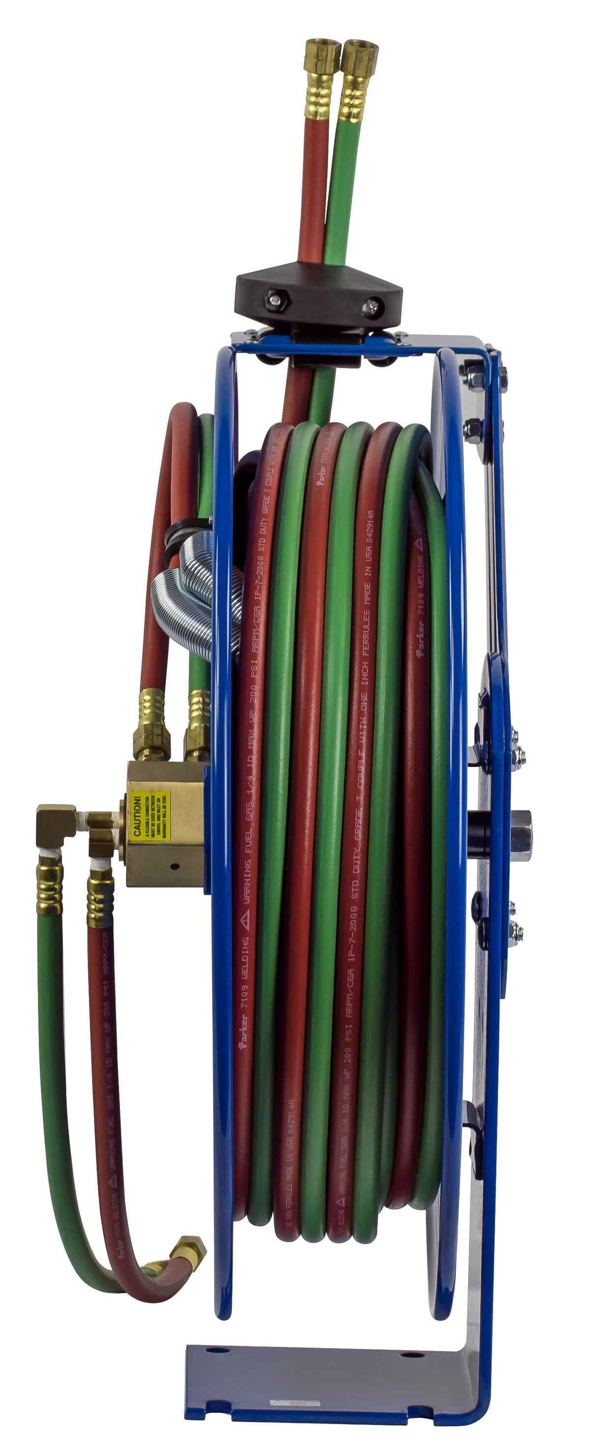 SHW-N-150 by Coxreels | SHW Series | 200 PSI Dual Hose Spring Driven Hose Reel for Oxy-Acetylene Welding | 1/4" Hose ID, 1/4" FNPT Inlet x 1/4" MNPT Hose End | Steel | 50ft EPDM Hose Included