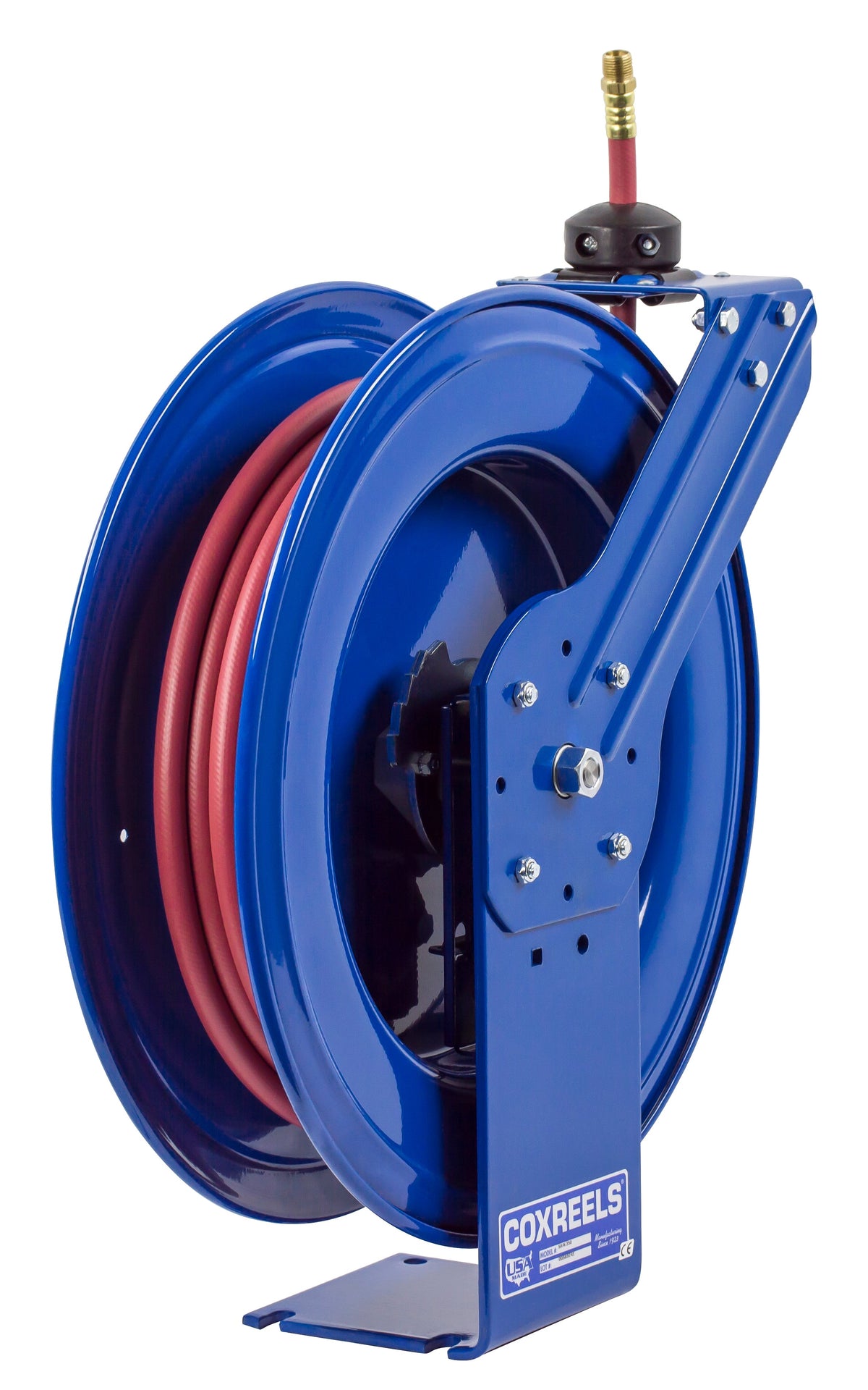 SH-N-440 by Coxreels | SH Series | 300 PSI Spring Driven Hose Reel | 1/2" Hose ID, 1/2" FNPT Inlet x 1/2" MNPT Hose End | Steel | 40ft PVC Hose Included