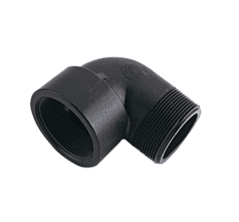 SL038-90 by Banjo | Pipe Fitting for Pipe Streets | 3/8" Female NPT x 3/8" Male NPT | 90° Elbow | 300 PSI | Polypropylene | Pack of 10