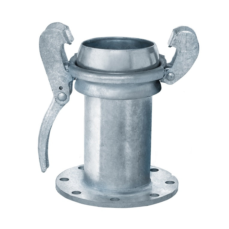 SLB-FLM400 by Kuriyama | SLB-FLM Series | SPHERE LOCK™ Bauer Coupling with Locking Lever Ring | Type B | 4" Male Ball x 4" 150# ASA Flange | Galvanized Steel