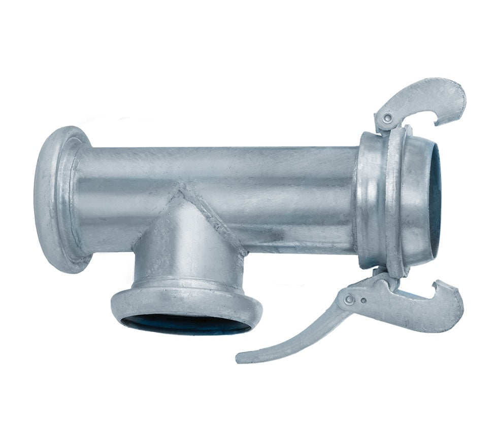 SLB-TMFF600 by Kuriyama | SLB-TMFF Series | SPHERE LOCK™ Bauer Tee Coupling with Locking Lever Ring | Type B | 6" Female Socket x 6" Male Ball x 6" Female Socket Branch | Galvanized Steel