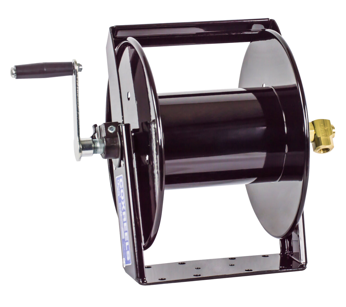 SM12-3-100 by Coxreels | SM Series | 4,000 PSI Swivel Mount Hand Crank Hose Reel | 3/8" Hose ID, 3/8" FNPT Inlet | Steel | 100ft Capacity, Hose Not Included