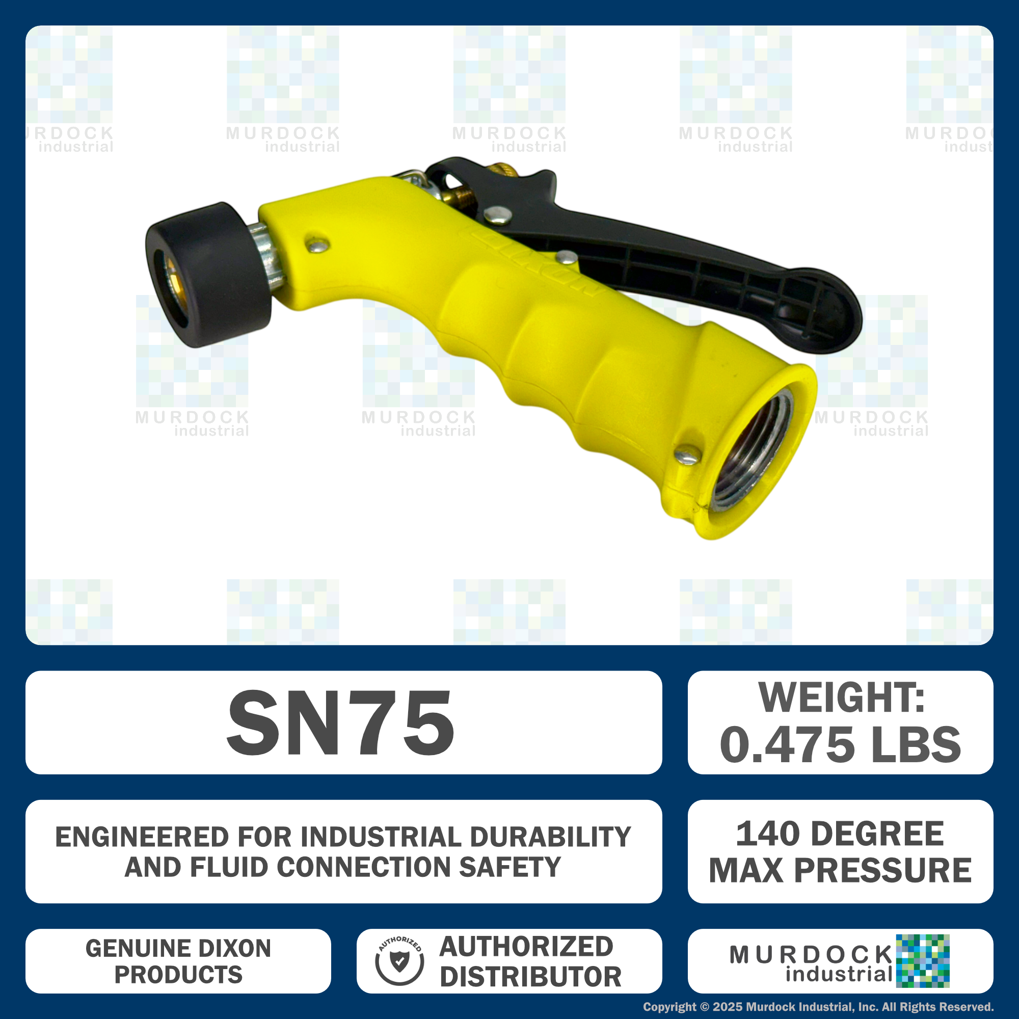 SN75 by Dixon Valve | Insulated Water Nozzle | 3/4" Female GHT | Chrome Plated Zinc