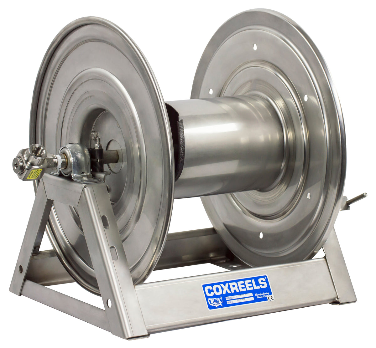 1125-5-100-SP by Coxreels | 1125-SS Series | 3,000 PSI Hand Crank Hose Reel | 3/4" Hose ID, 3/4" FNPT Inlet | Stainless Steel | 100ft Capacity, Hose Not Included