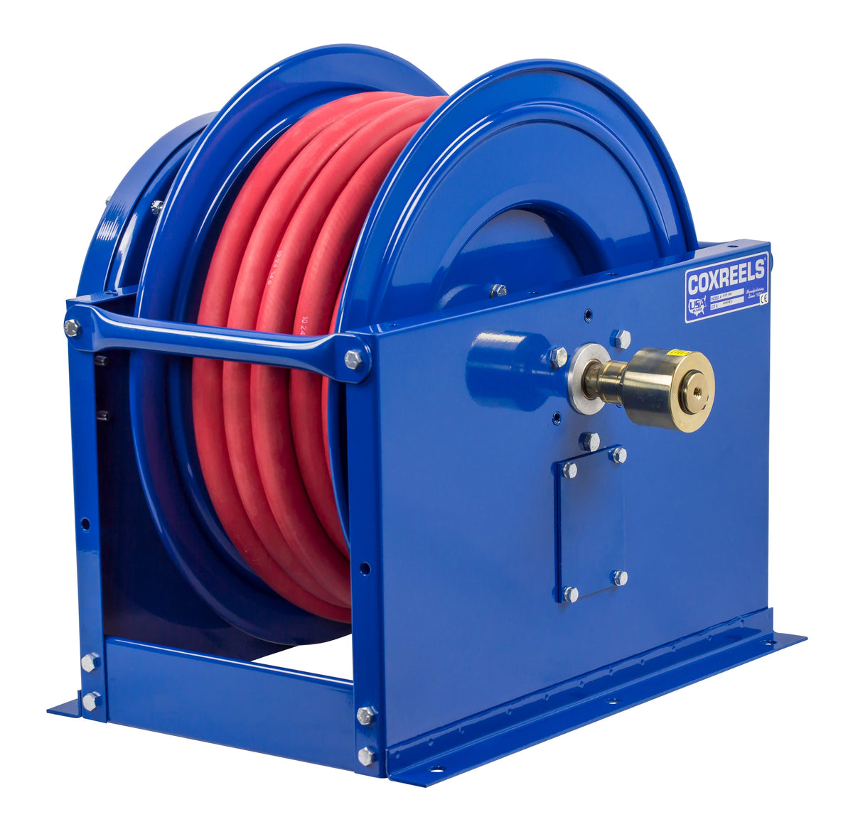 SLPF-675 by Coxreels | SP-Fuel Series | 300 PSI Spring Driven Hose Reel for Fuel | 1" Hose ID, 1" FNPT Inlet x 1" MNPT Hose End | Steel | 75ft Nitrile Rubber Hose Included