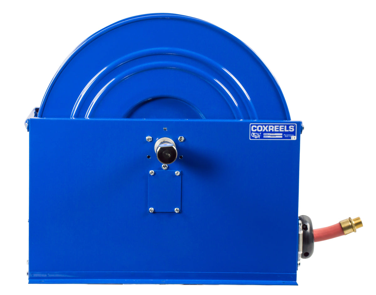 SLP-675 by Coxreels | SP Series | 300 PSI Spring Driven Hose Reel | 1" Hose ID, 1" FNPT Inlet x 1" MNPT Hose End | Steel | 75ft PVC Hose Included
