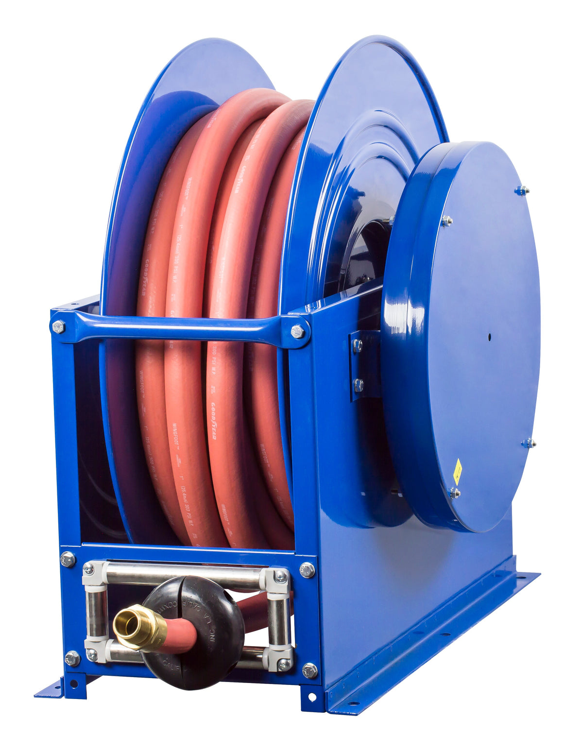 SLP-675 by Coxreels | SP Series | 300 PSI Spring Driven Hose Reel | 1" Hose ID, 1" FNPT Inlet x 1" MNPT Hose End | Steel | 75ft PVC Hose Included