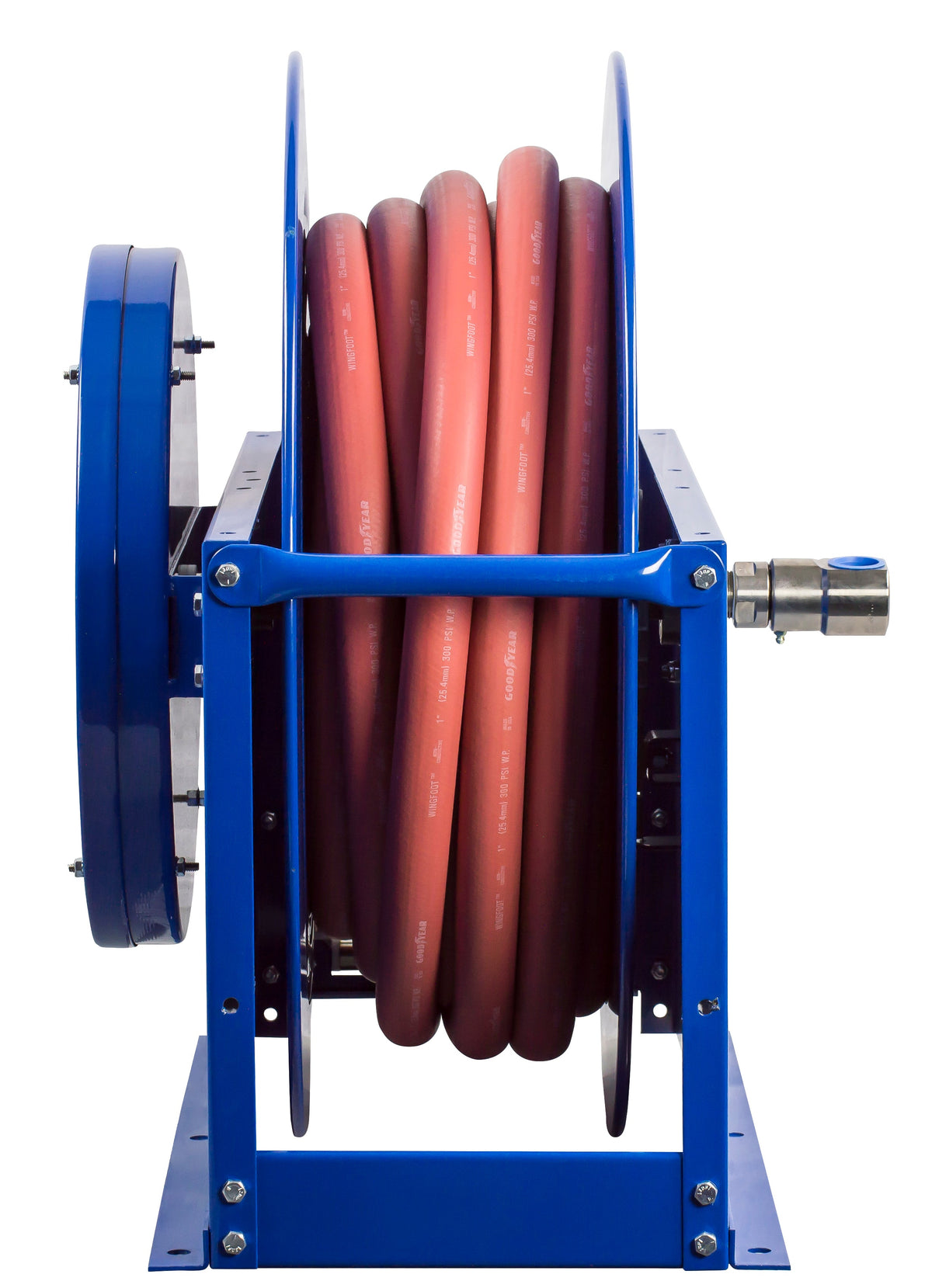 SLP-550 by Coxreels | SP Series | 300 PSI Spring Driven Hose Reel | 3/4" Hose ID, 3/4" FNPT Inlet x 3/4" MNPT Hose End | Steel | 50ft PVC Hose Included