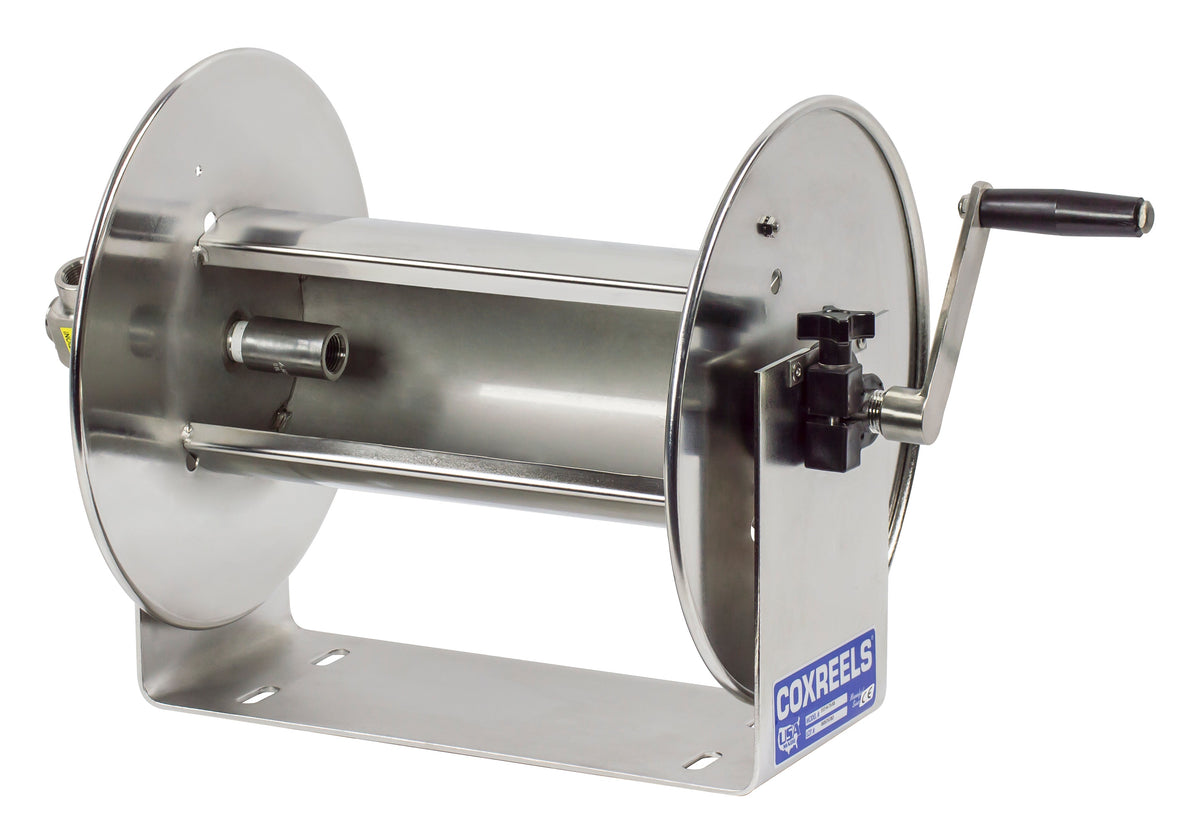 117-4-225-SS by Coxreels | 100-SS Series | 4,000 PSI Hand Crank Hose Reel | 1/2" Hose ID, 1/2" FNPT Inlet | Stainless Steel | 225ft Capacity, Hose Not Included