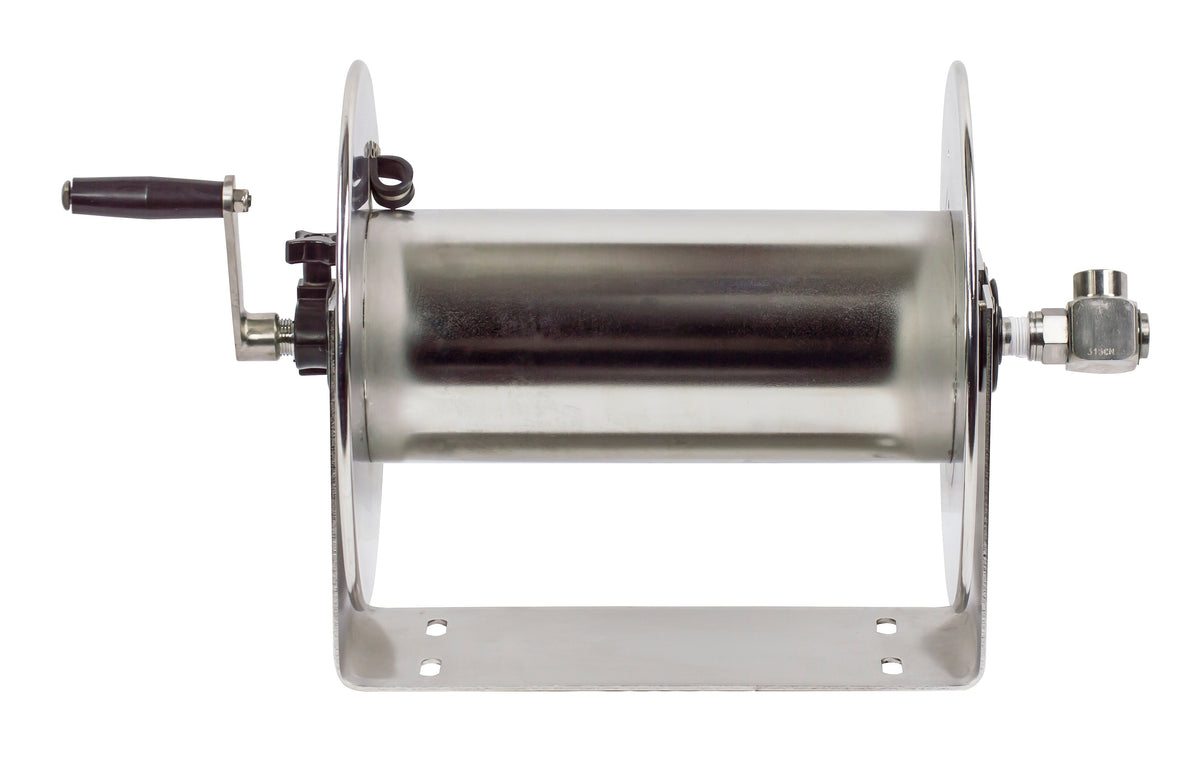 117-4-225-SS by Coxreels | 100-SS Series | 4,000 PSI Hand Crank Hose Reel | 1/2" Hose ID, 1/2" FNPT Inlet | Stainless Steel | 225ft Capacity, Hose Not Included