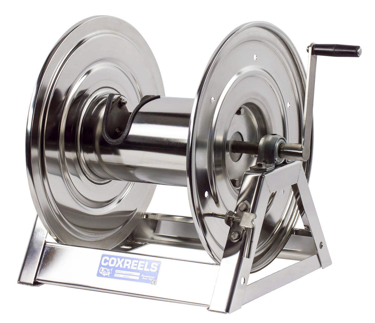 1125-4-200-SS by Coxreels | 1125-SS Series | 3,000 PSI Hand Crank Hose Reel | 1/2" Hose ID, 1/2" FNPT Inlet | Stainless Steel | 200ft Capacity, Hose Not Included