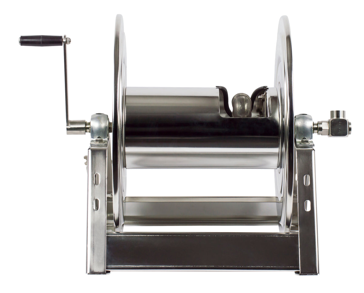 1125-4-100-SS by Coxreels | 1125-SS Series | 3,000 PSI Hand Crank Hose Reel | 1/2" Hose ID, 1/2" FNPT Inlet | Stainless Steel | 100ft Capacity, Hose Not Included