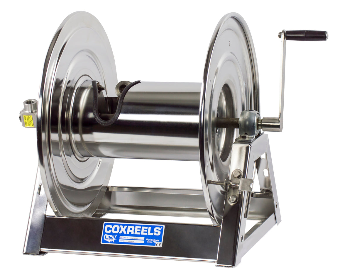 1125-4-200-SS by Coxreels | 1125-SS Series | 3,000 PSI Hand Crank Hose Reel | 1/2" Hose ID, 1/2" FNPT Inlet | Stainless Steel | 200ft Capacity, Hose Not Included