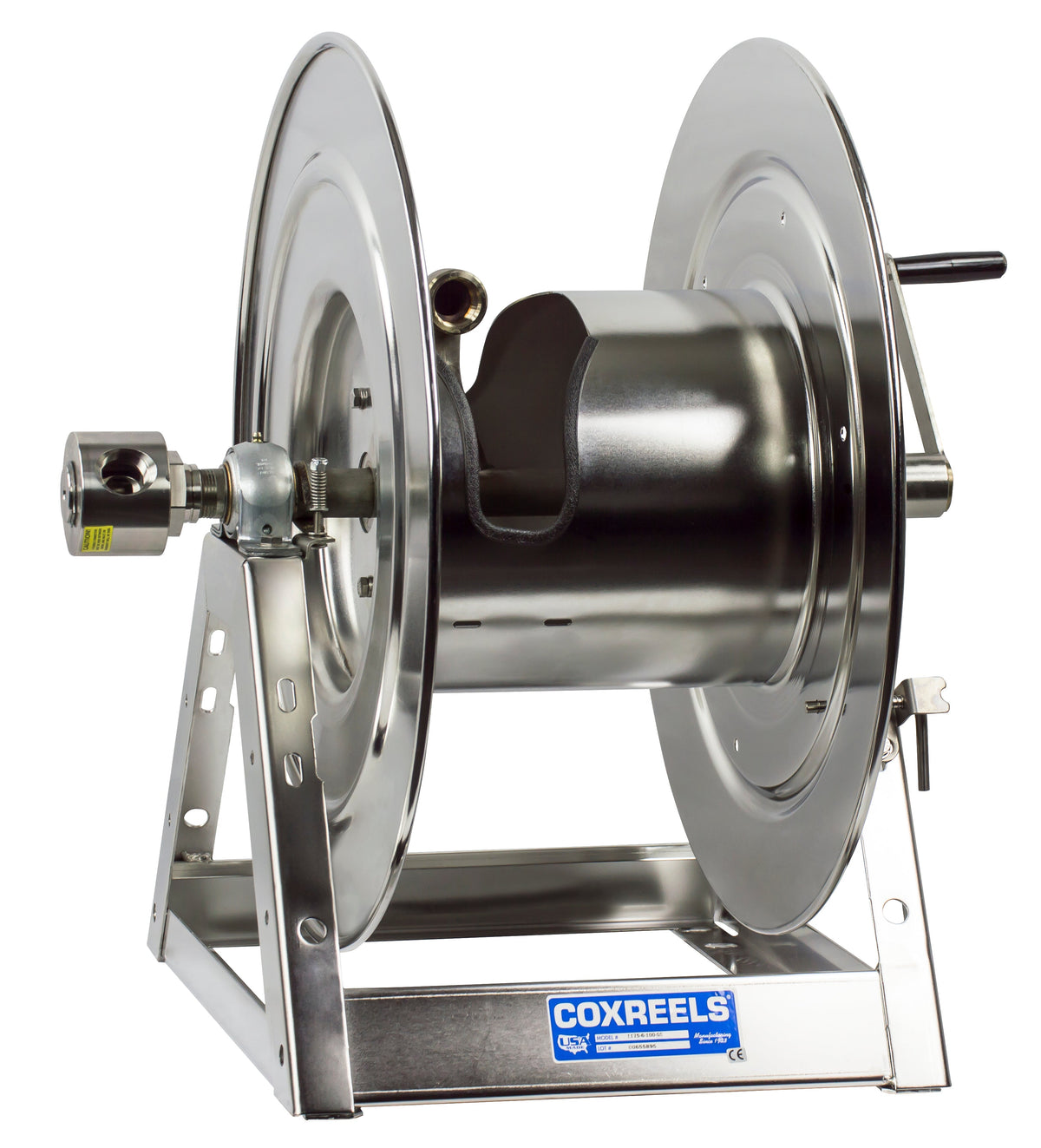 1175-6-200-SS by Coxreels | 1175-SS Series | 3,000 PSI Hand Crank Hose Reel | 1" Hose ID, 1" FNPT Inlet | Stainless Steel | 200ft Capacity, Hose Not Included
