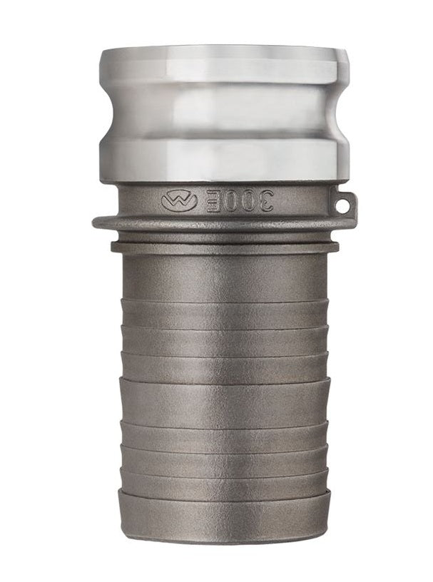 SS-E100 by Kuriyama | SS-E Series | Part E | Cam & Groove Fitting | 1" Adapter x 1" Hose Barb | 316 Stainless Steel