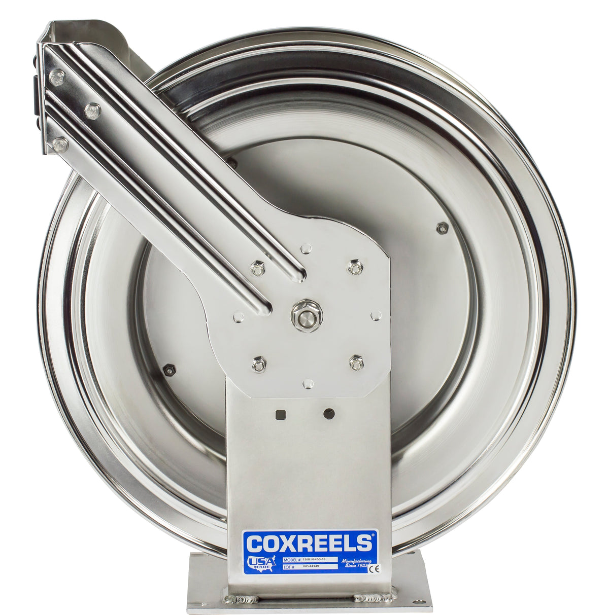 TSHL-N-450-SS by Coxreels | T-SS Series | 300 PSI Spring Driven Hose Reel | 1/2" Hose ID, 1/2" FNPT Inlet | Stainless Steel | 50ft Capacity, Hose Not Included