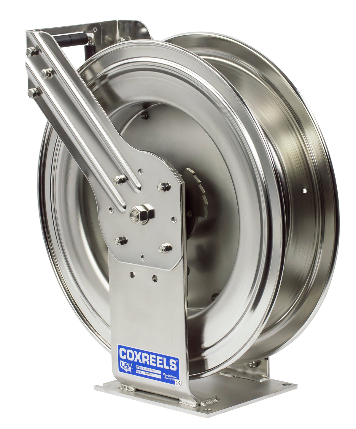 TSHL-N-350-SS by Coxreels | T-SS Series | 300 PSI Spring Driven Hose Reel | 3/8" Hose ID, 3/8" FNPT Inlet | Stainless Steel | 50ft Capacity, Hose Not Included