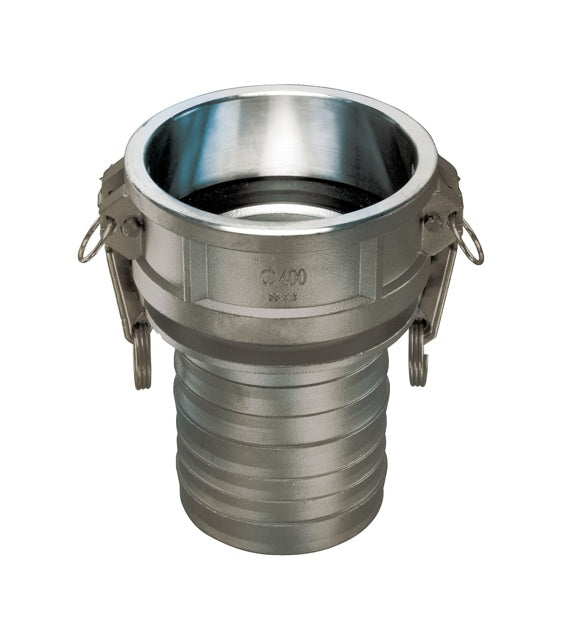SS304-C050 by Kuriyama | SS304-C Series | Part C | Cam & Groove Fitting | 1/2" Coupler x 1/2" Hose Barb | 304 Stainless Steel