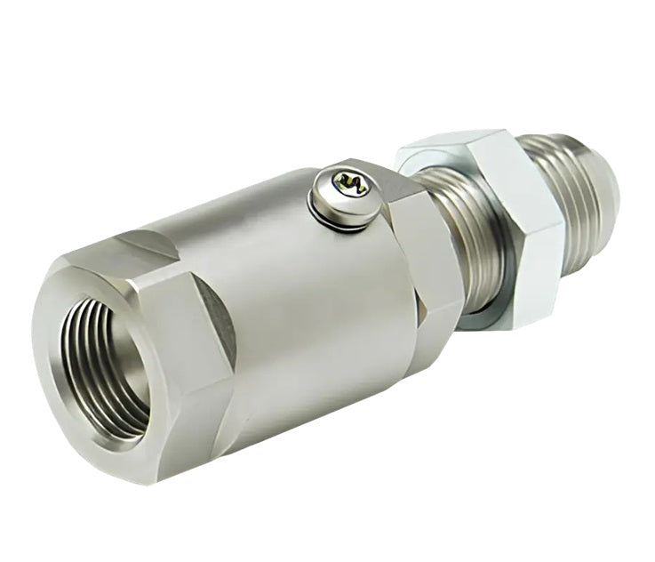 SS8MJB8XFJ8-Z-V by Super Swivel | 1510-Z-V | 3/4-16 Male 37° JIC Bulkhead x 3/4-16 Female 37° JIC | 0.406" Through Hole | Straight | Zinc | Viton Seal