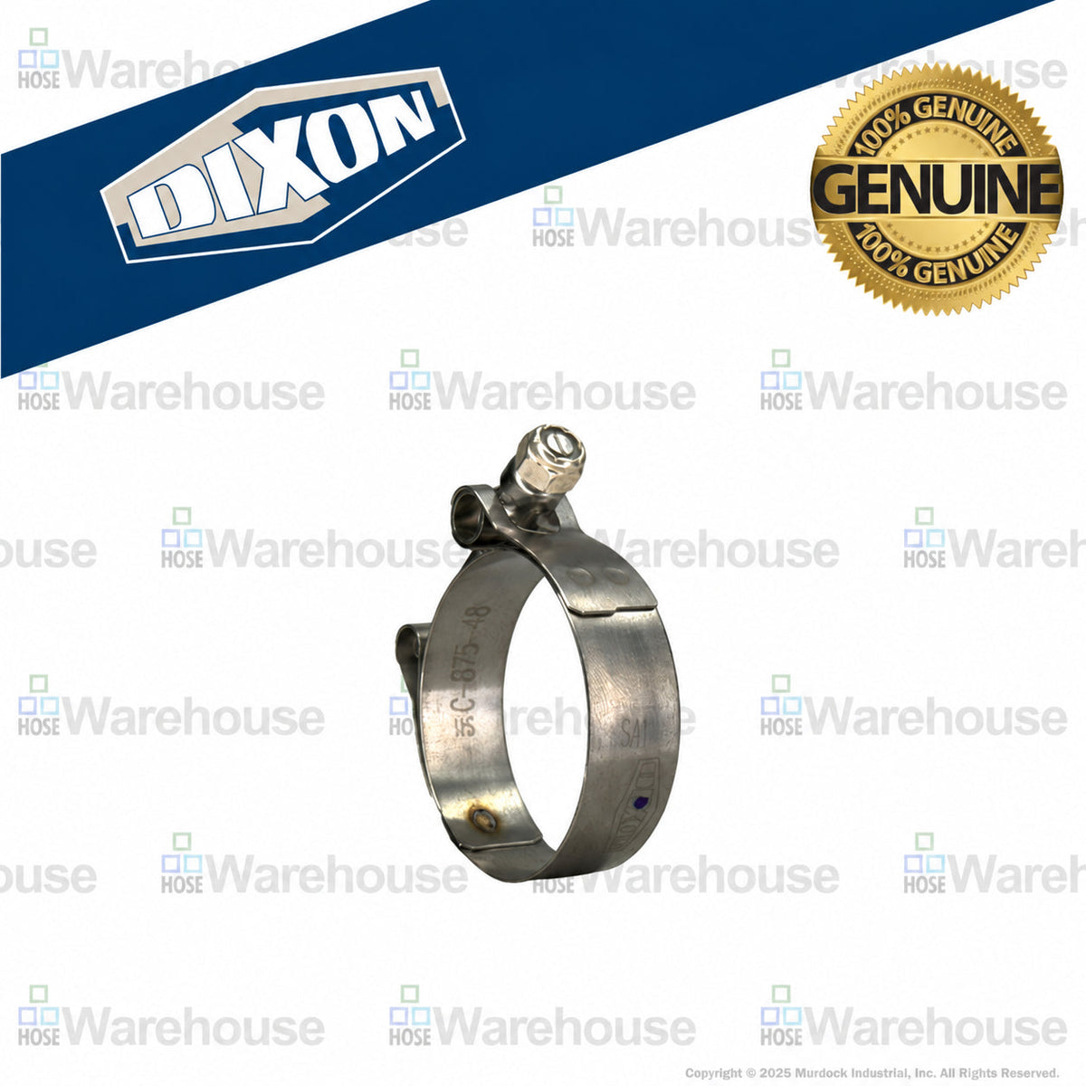 STBC350 by Dixon Valve | Style STBC | T-Bolt Clamp | 3/4" Band Width | Hose OD Range: from 3.25" to 3.56" | 300 Stainless Steel Band & Bolt