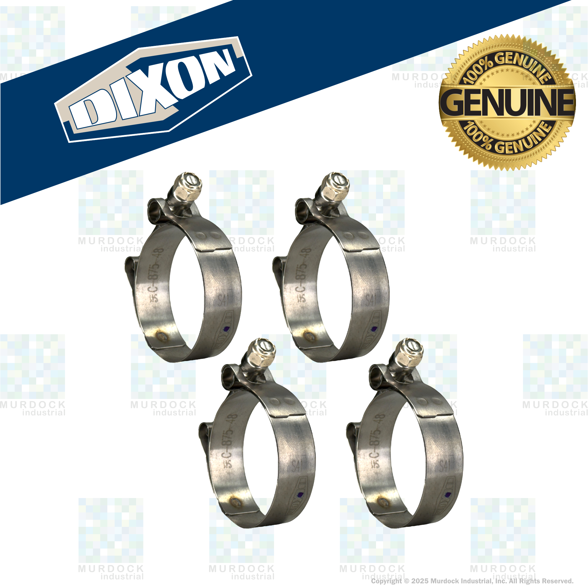STBC175 by Dixon Valve | Style STBC | T-Bolt Clamp | 3/4" Band Width | Hose OD Range: from 1.56" to 1.81" | 300 Stainless Steel Band & Bolt