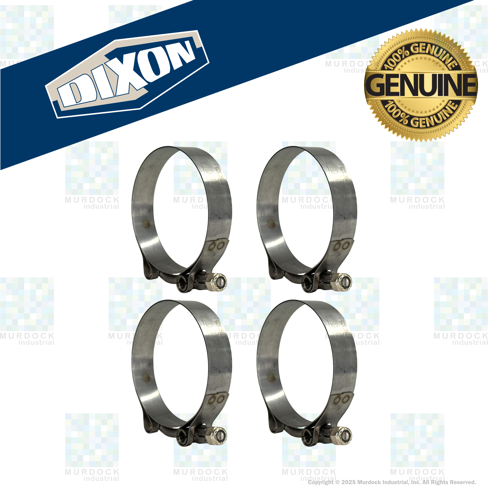 STBC350 by Dixon Valve | Style STBC | T-Bolt Clamp | 3/4" Band Width | Hose OD Range: from 3.25" to 3.56" | 300 Stainless Steel Band & Bolt