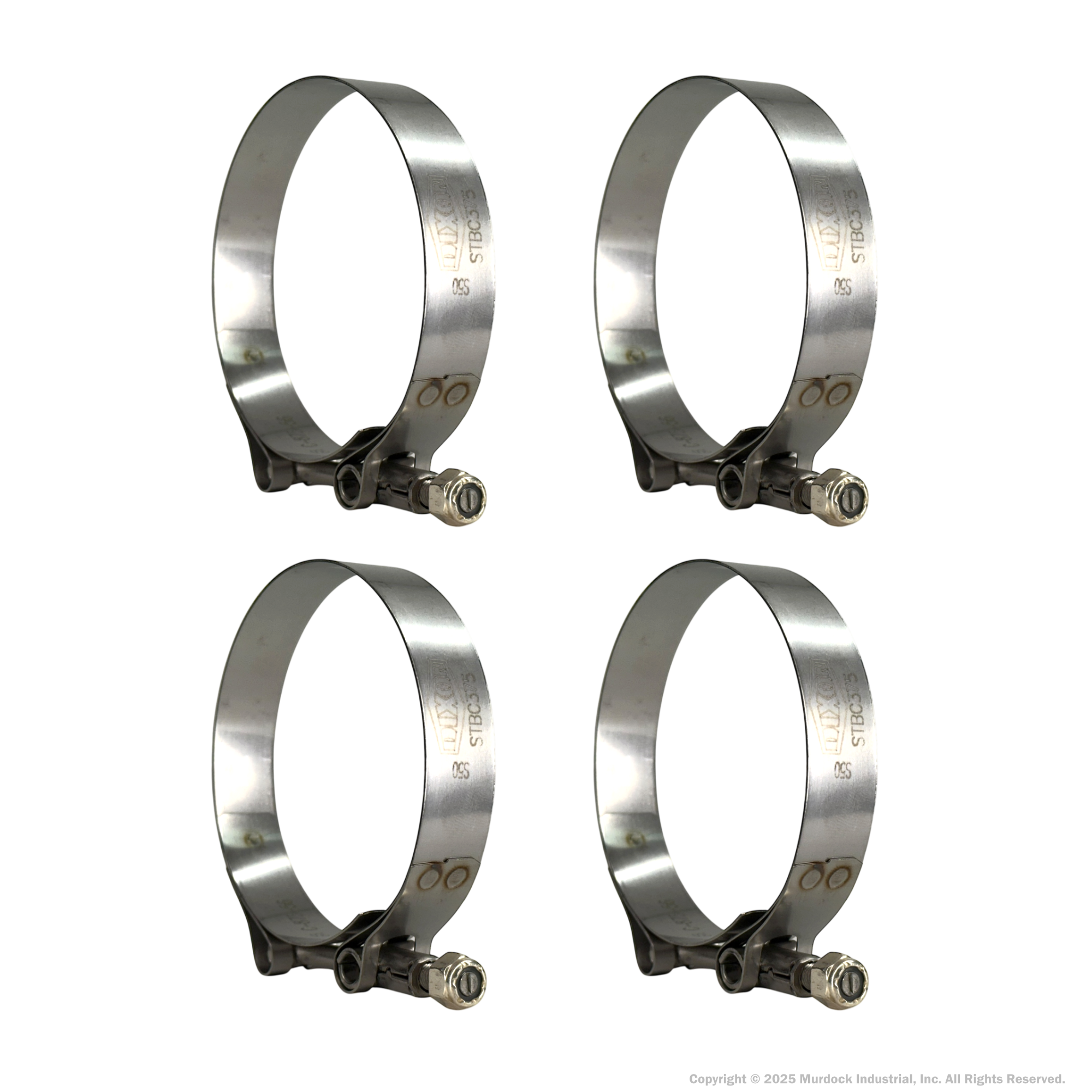 STBC375 by Dixon Valve | Style STBC | T-Bolt Clamp | 3/4" Band Width | Hose OD Range: from 3.50" to 3.81" | 300 Stainless Steel Band & Bolt